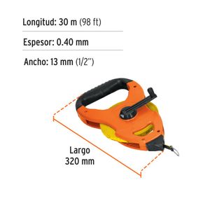 Wincha de Fibra de Vidrio 30 Metros Tipo Cruceta TRUPER 12646