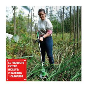 Podadora Césped Inalámbrica Desmalezadora Verde + Guantes