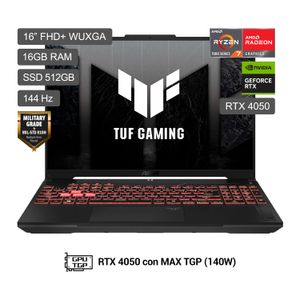 Laptop ASUS TUF Gaming A16 AMD Ryzen 7 7445HS 512GB SSD 16GB RAM 16" RTX 4050 
FA607NUG-RL116W