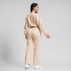 Conjunto buzo para mujer polera y jogger palazzo beige