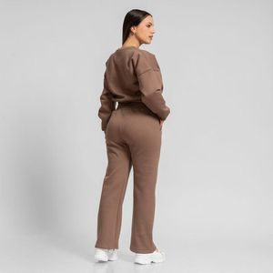 Conjunto buzo polera y jogger palazzo marrón para mujer