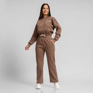 Conjunto buzo polera y jogger palazzo marrón para mujer