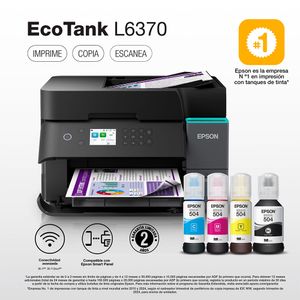 Impresora multifuncional Epson Ecotank L6370 Wi-Fi, ADF, Escaneo Duplex, inyección de tinta, con tanques recargables automatico, Ethernet