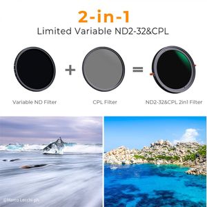 Filtro 2 en 1 - CPL Polarizado + ND2-ND32 Variable Nano X - K&F Concept - 58mm