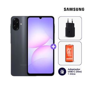 Samsung Galaxy A07 128GB 4GB Negro + Adaptador USB-C Samsung Original 15W + Mica