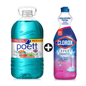 COMBO: Limpiador Poett Alegra tu día 4.5L + Lejía Gel Clorox Floral 1L