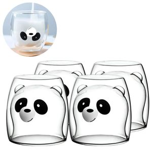Set de 4 Vasos de Vidrio Borosilicato Doble Capa Modelo Panda  745VP08