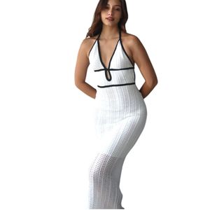 Vestido Hilo Tacto Algodon Malla Falda 127G Bra-33 Color Perla