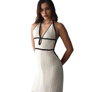 Vestido Hilo Tacto Algodon Malla Falda 127G Bra-33 Color Hueso