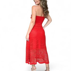 Vestido Flor Hilo Tacto 127G Bra-40 Color Rojo