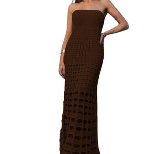 Vestido Mujer Hilo Maxi Bombas G359-35 Color Marron