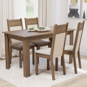 Juego de Comedor Ellen con 4 Sillas Marrón/Beige