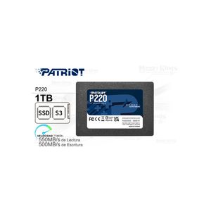 Disco Duro SSD Patriot P220 de 1TB, SATA III 6Gb/s, 2.5", 7mm – Alta Velocidad y Rendimiento