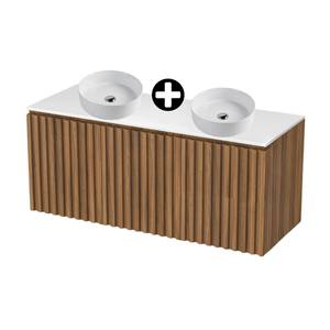 COMBO 2 Ovalines Nápoles 36x36x11.4cm Blanco Orange + Vanitorio Paris 120cm Orange