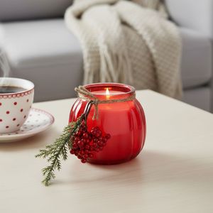 Portavela con Vela Rojo 8cm Navidad Orange