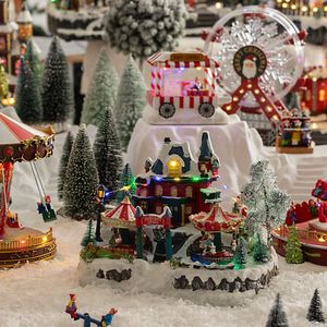 Pueblo Luminoso con carrusel + Movimiento 18 LEDS