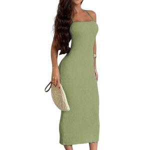 Vestido Espalda Amarrada Hilo 463G Dom-23 Color Verde