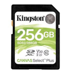 Tarjeta memoria SDXC Kingston Canvas Select Plus SDS2 - 256GB para HD 1080p y 4K Video Cameras
