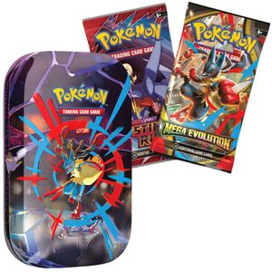 Cartas Pokemon TCG Mega Evolution 20 Cards y Lata Coleccionable Español
