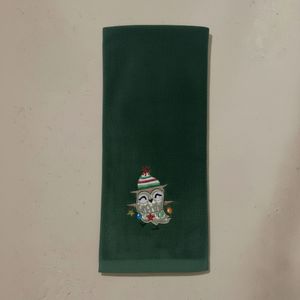 Toalla Algodón Verde Bordado 40x65cm Navidad Orange