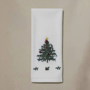 Toalla Algodón Blanco Bordado 40x65cm Navidad Orange