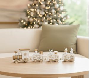 Tren de Madera 19x5.5cm Cuentos de Oro Orange