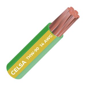 COMBO Cable THW-90 450/750 V 14 AWG Celsa Amarillo/Verde 100m + Cinta Aislante Eléctrica 16mm x 4.5m Negro
