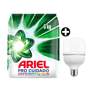 COMBO Detergente en Polvo Pro Cuidado 8kg Ariel + Foco High Power Led 18W Luz Fría Orange
