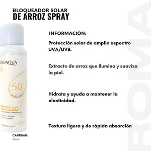 BLOQUEADOR SOLAR DE ARROZ SPRAY 150ML BIOAQUA