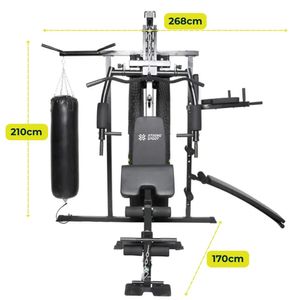 Gimnasio Multifuncional 3 estaciones Saco, Dominadas, Banca, 70.6kg