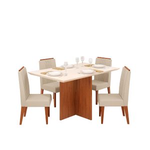 Juego de Comedor Diana 4 Sillas off white