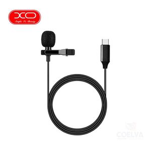 Micrófono Lavalier XO-MKF02 Alámbrico Tipo C de 2M de Longitud - Negro