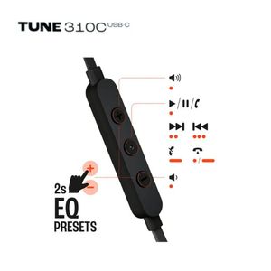 Audífono JBL Tune 310C USB Negro con Micrófono Diseño Plano USB-C
