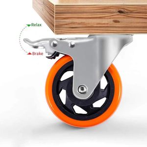 Rodamiento Garrucha giratoria naranja de 3 pulg con freno EDIROF-3PULG