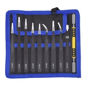 Pinzas Antiestaticas Juego De 10 Piezas + Estuche