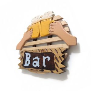 Cuadro Decorativo Bar Tallado en Madera de Pino  Estilo Vintage 62x65 cm