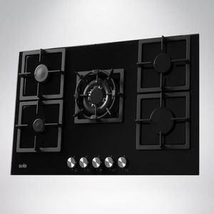 Cocina Encimera 86cm Vidrio Templado 86cm Negra Sole SOLCO041