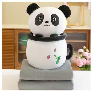 Peluche Panda en Taza con Manta Interna Almohada