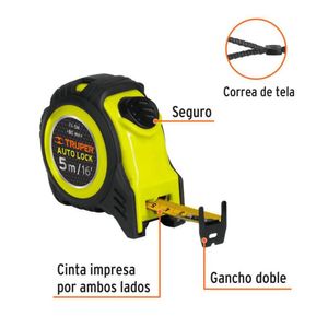 Wincha Auto-Lock contra impactos 5 m cinta 19 mm Truper - 10747