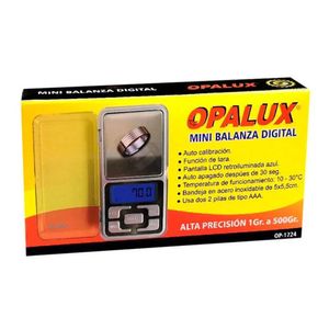 Balanza Digital Mini 1Gr-500Gr 2 pilas AAA Opalux OP-1724