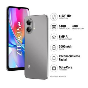 CELULAR SMARTPHONE ZTE BLADE A35e 2GB+64GB GRIS + Audífono Lenovo TH10 Negro Bluetooth 5.1