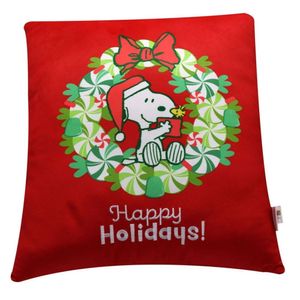 Cojin navideño decorativo Snoopy 40x40cm Rojo