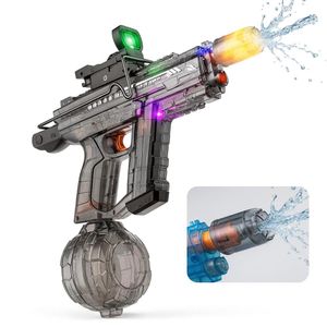 Pistola De Agua Recargable Uzi Luces Rgb Electrica Gris