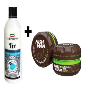 Shampoo Capilar Tre + Cera Fijadora de Cabello 08 Nishman