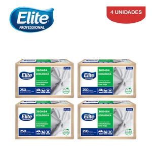 Papel Toalla Elite Plus Ecológica  Una Hoja Interfoliada 250 Hojas Pack 4 Unidades