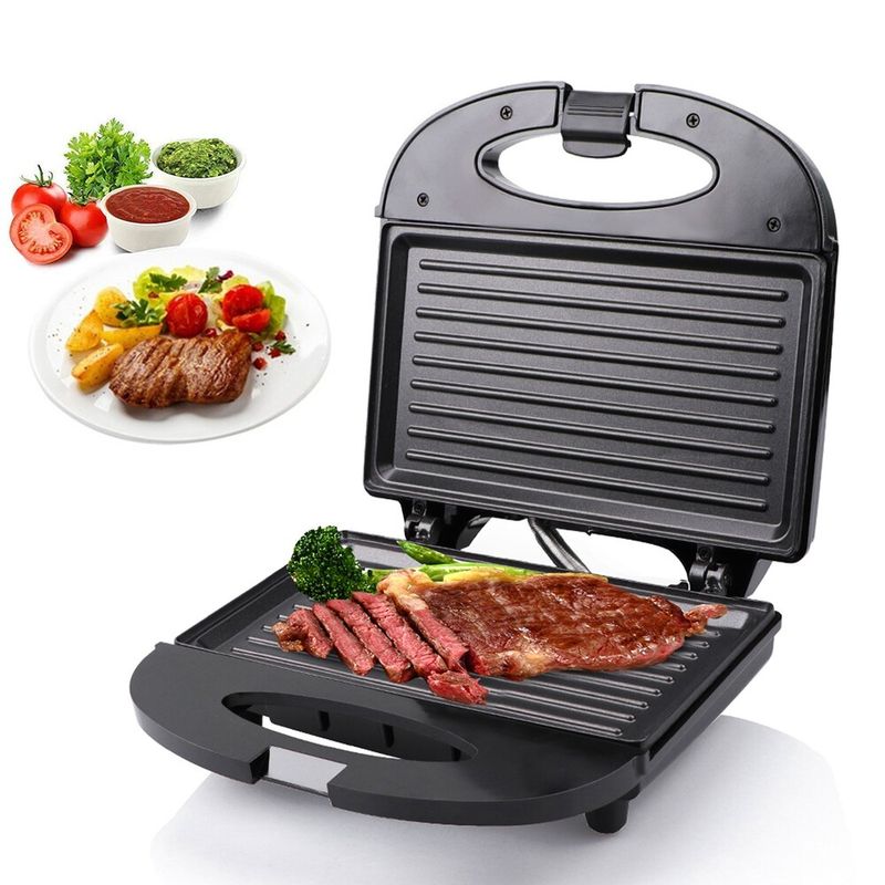 Parrilla Grill Sandwichera y Tostadora Antiadherente 850W Real