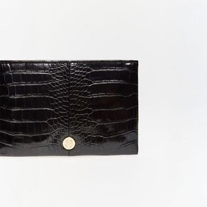 Monedero Sfera Mujer Grande Croco Negro