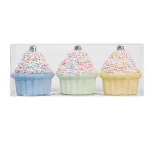 Set Adornos STATEMENT 3un 8cm Cupcake Navidad