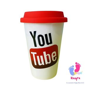 VASO CON LOGO DE YOU TUBE CON TAPA DE GOMA