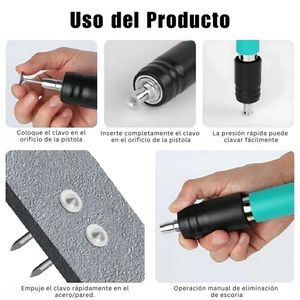 Pistola de Clavos Remachadora Ajustable con Accesorios y Kit de Seguridad Verde